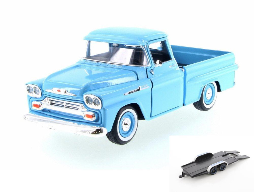 Diecast Car w/Trailer - 1958 Chevy Apache Fleetside-  79311/16D - 1/24 Scale Diecast Model Toy Car