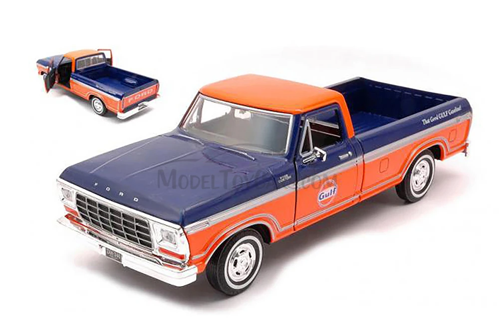 1979 Ford F-150 Custom, Dark Blue/Orange - Showcasts 79346AC/OR - 1/24 scale Diecast Car