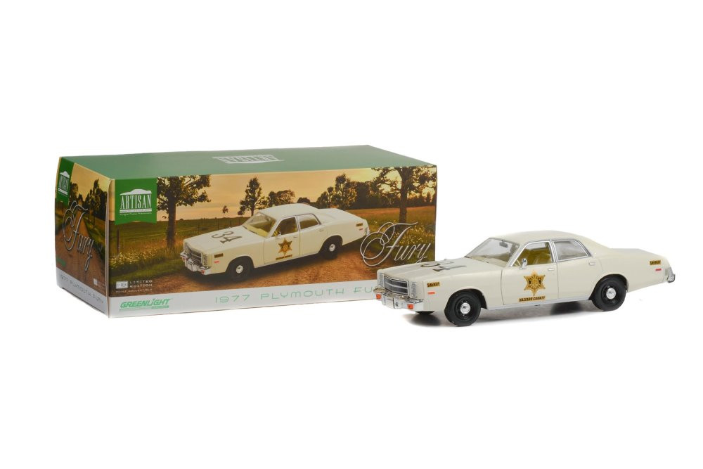 1977 Plymouth Fury #34 Riverton Sheriff, Cream - Greenlight 19112 - 1/18 scale Diecast Car