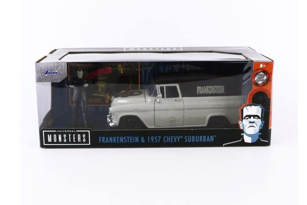 1957 Chevy Suburban w/ Frankenstein Diecast Figure, Gray - Jada Toys 32191  - 1/24 scale Diecast Car