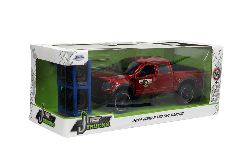 2011 Ford F-150 SVT Raptor w/Extra Wheels, Candy Red - Jada Toys