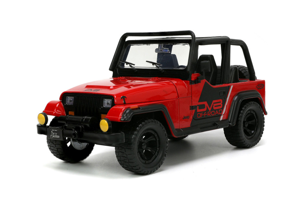 1992 Jeep Wrangler DV8 Off-Road with Extra Wheels, Red - Jada Toys
