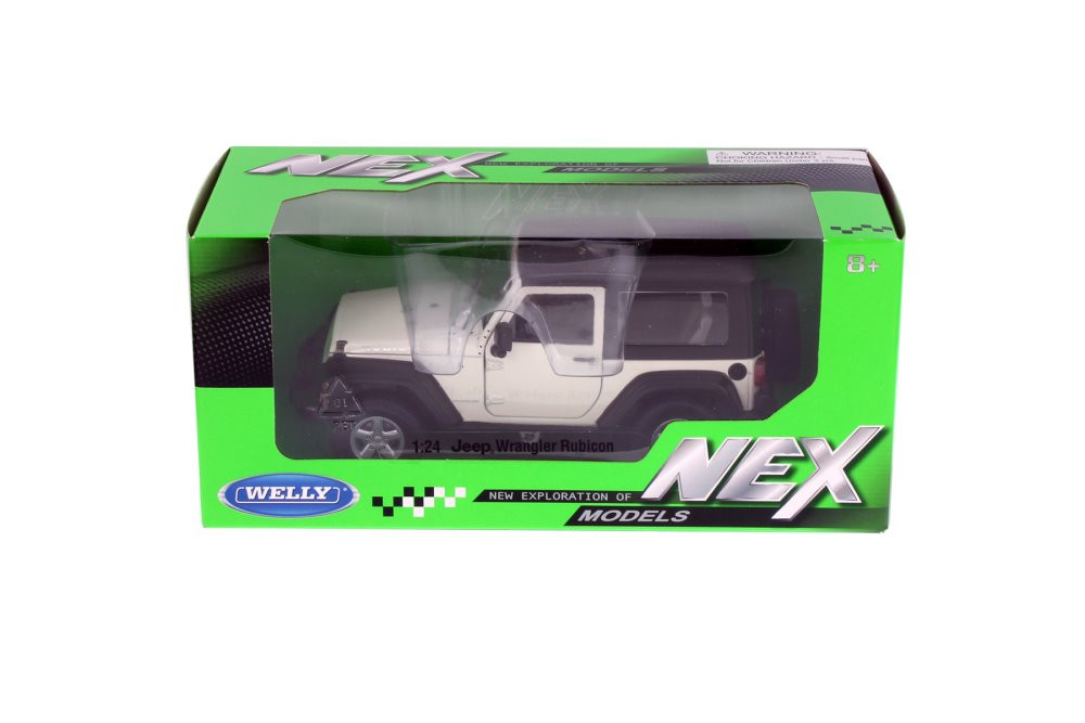 2007 Jeep Wrangler Rubicon Hardtop, White - Welly 22489HWT - 1/24 scale Diecast Model Toy Car