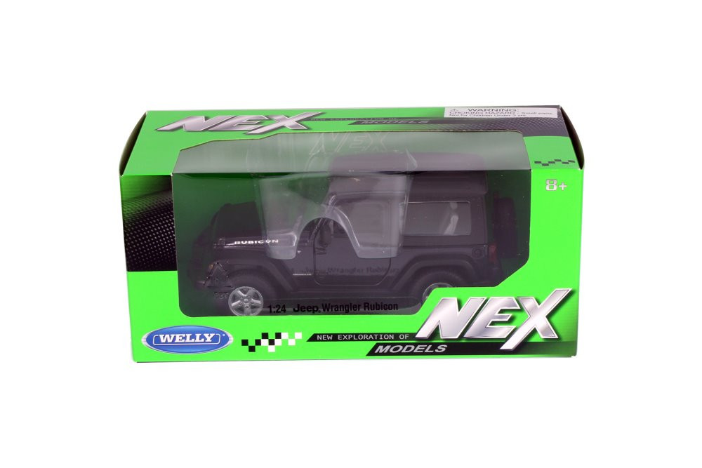 2007 Jeep Wrangler Rubicon Hardtop, Black - Welly 22489HWS - 1/24 scale Diecast Model Toy Car