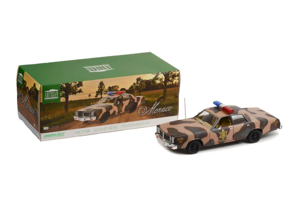 1978 Dodge Monaco - Hazzard County Sheriff, Camouflage - Greenlight 19117 -  1/18 scale Diecast Car