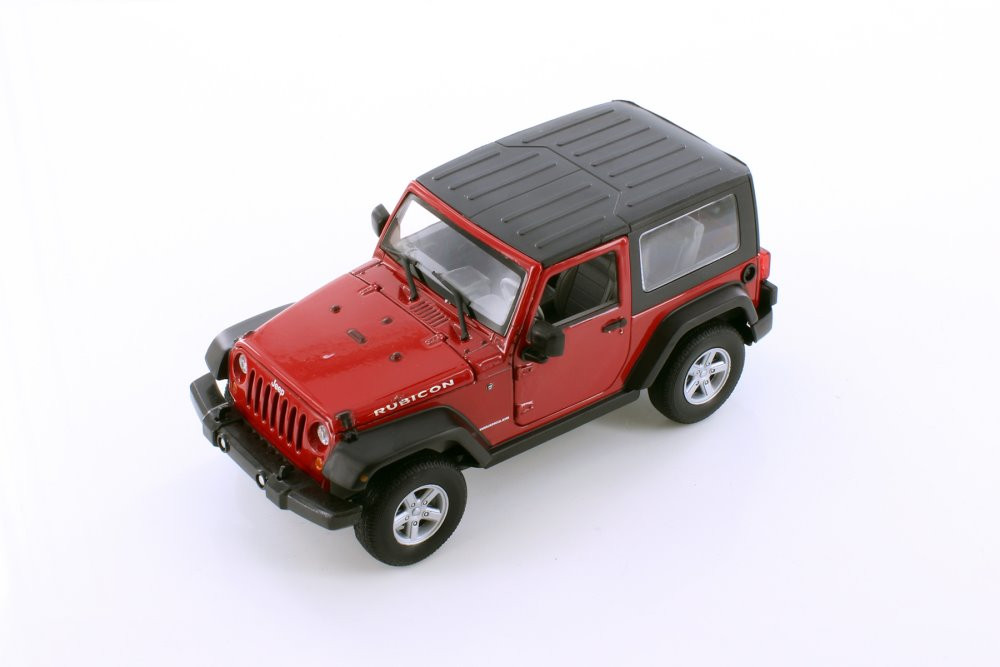 2007 Jeep Wrangler Rubicon Hardtop, Red - Welly 22489HWR - 1/24 scale Diecast Model Toy Car