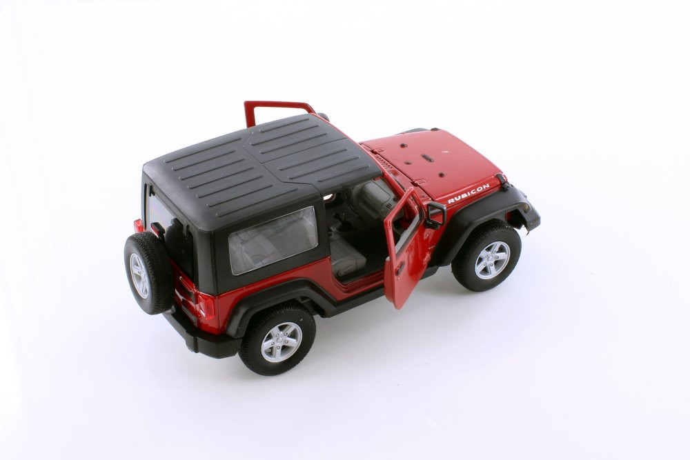 2007 Jeep Wrangler Rubicon Hardtop, Red - Welly 22489HWR - 1/24 scale Diecast Model Toy Car