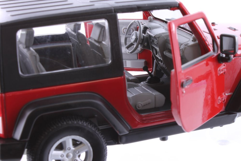 2007 Jeep Wrangler Rubicon Hardtop, Red - Welly 22489HWR - 1/24 scale Diecast Model Toy Car