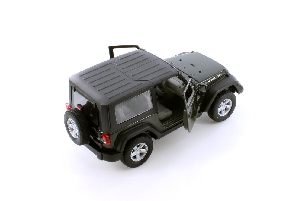 2007 Jeep Wrangler Rubicon Hardtop, Dark Green - Welly 22489HWG - 1/24 scale Diecast Model Toy Car