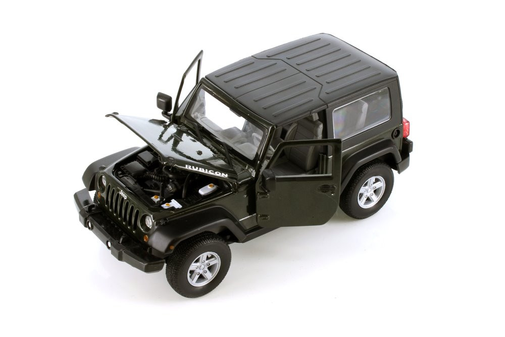 2007 Jeep Wrangler Rubicon Hardtop, Dark Green - Welly 22489HWG - 1/24  scale Diecast Model Toy Car 