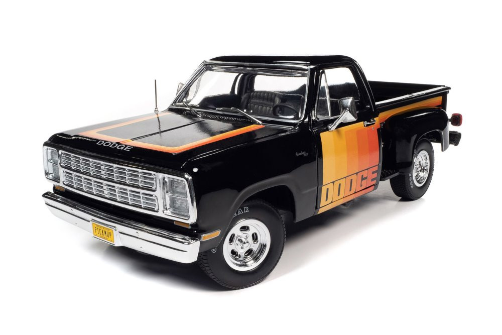 1980 Dodge D150 Pick-M-Up Utiline Pickup, Black - Auto World AW291 - 1/18 scale Diecast Car