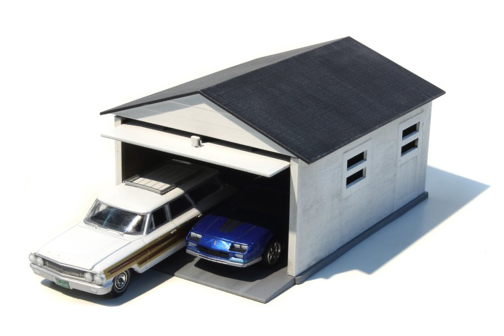 Mini Garage Snap-Together, White - AMT AMT1361/12 - 1/64 scale