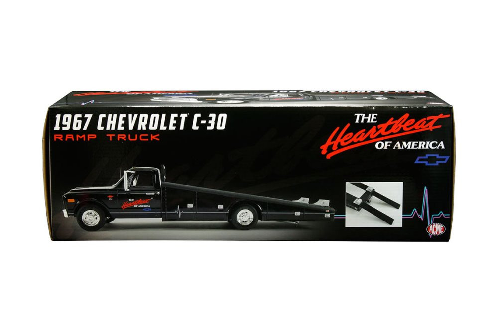 1967 Chevy C30 Ramp Truck, Black - Acme A1801708 - 1/18 scale