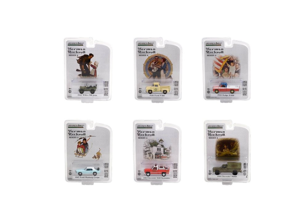  Norman Rockwell Series 4 Diecast Car Set - Box of 6 assorted 1/64 Scale Diecast Model Cars