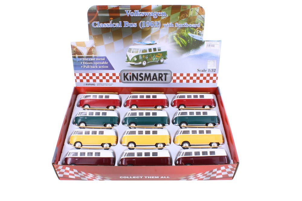 1962 Volkswagen Classic Bus with Car Set Box of 12 1/32 Scale 1962 Volkswagen Classic Bus with Car Set Box of 12 1/32 Scale