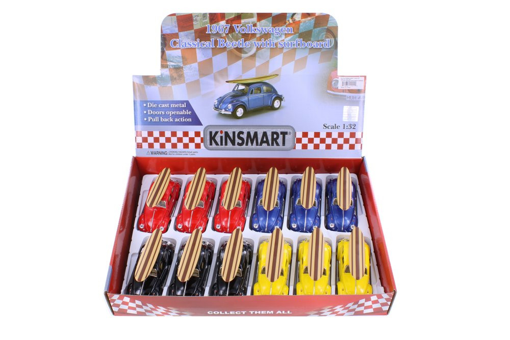  1967 Volkswagen Beetle  w/  Diecast Car Set - Box of 12 1/32 Scale Diecast Model Cars, Assd Colors