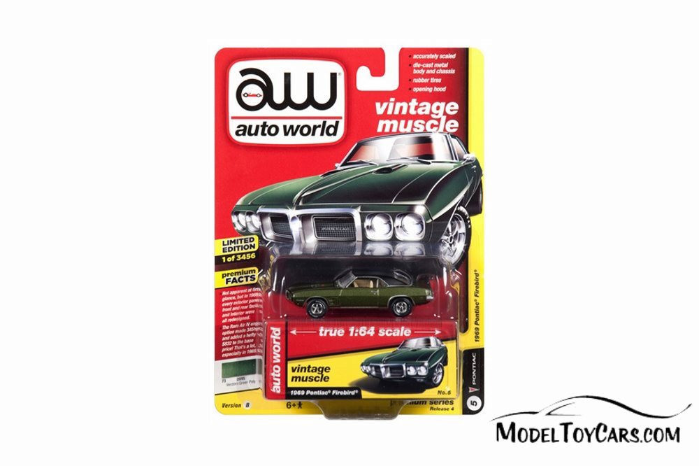 1969 Pontiac Firebird, Green - Auto World AW64192/48B - 1/64 scale