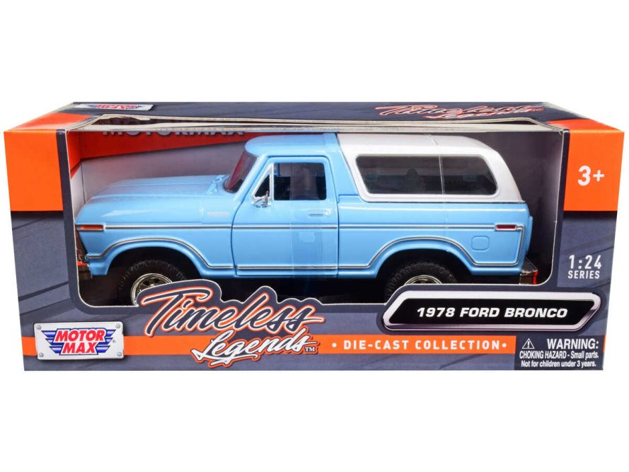 1978 Ford Bronco Custom, Light Blue Motor Max 79373WBU 1/24 scale