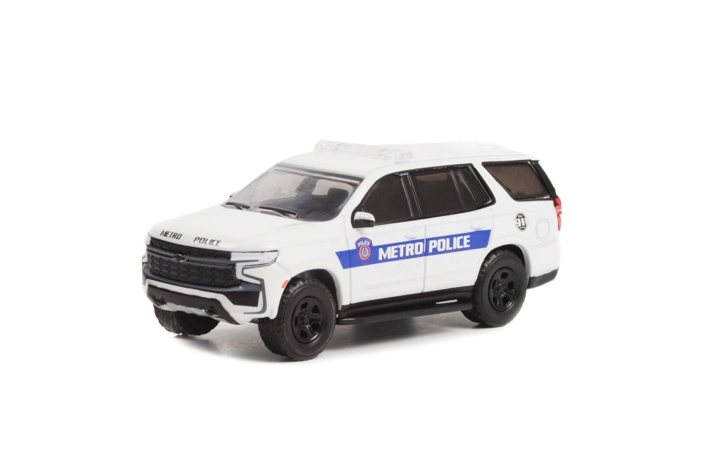 2021 Chevy Tahoe Police Pursuit Vehicle, White - Greenlight 43000F - 1/64  scale Diecast Car