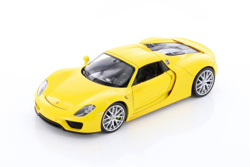 Porsche 918 Spyder, Yellow - Welly 24055HWYL - 1/24 scale Diecast