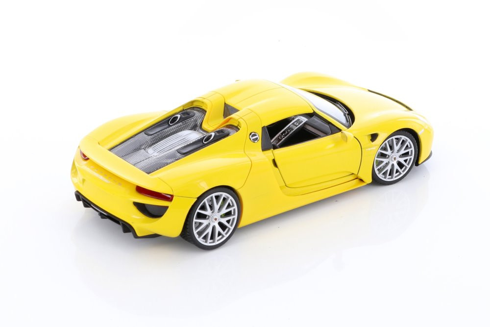 Porsche 918 Spyder, Yellow - Welly 24055HWYL - 1/24 scale Diecast Model Toy Car