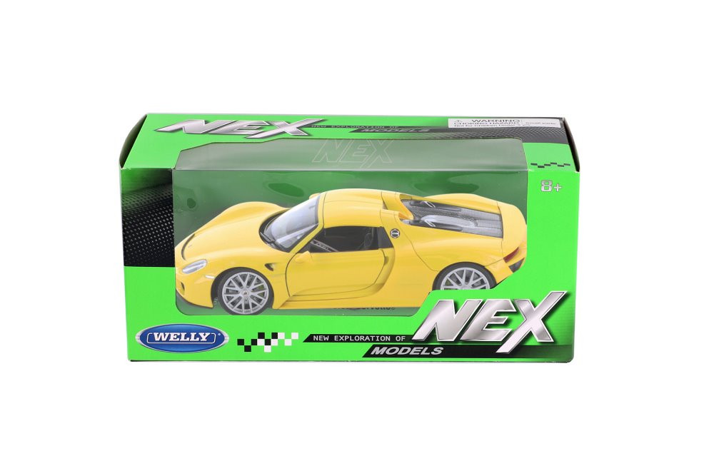 Porsche 918 Spyder, Yellow - Welly 24055HWYL - 1/24 scale