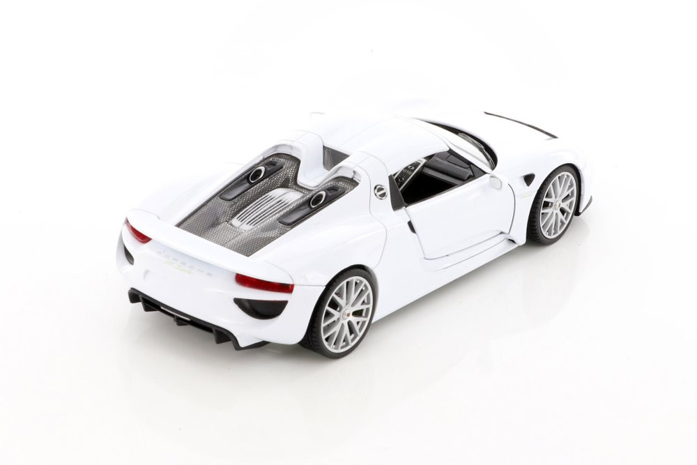 Porsche 918 Spyder, White - Welly 24055HWWT - 1/24 scale Diecast Model Toy Car