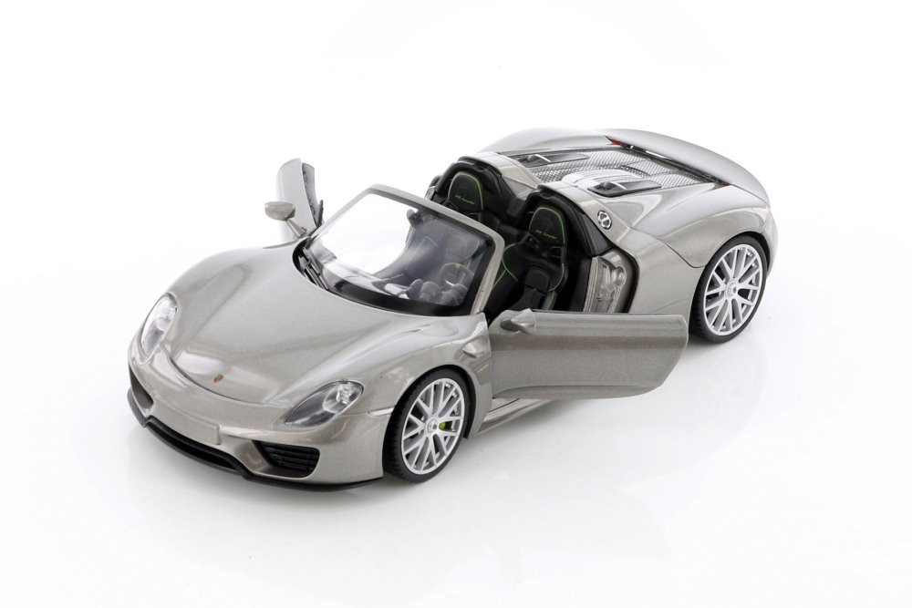 Porsche 918 Spyder Convertible, Silver - Welly 24055CWSV - 1/24 scale  Diecast Model Toy Car
