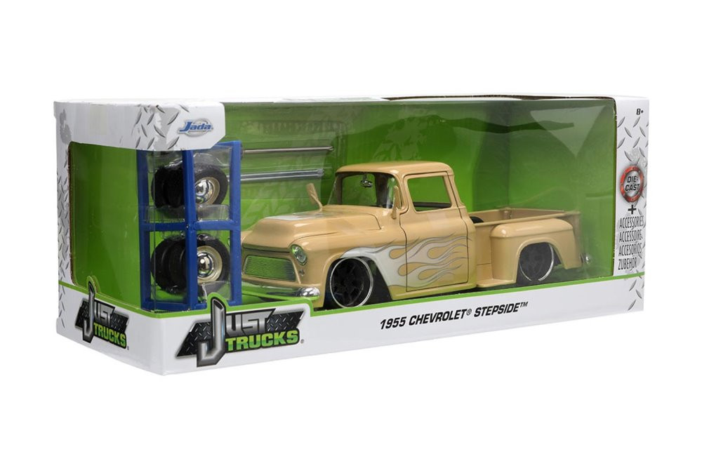 1955 Chevy Pickup and Extra Wheels, Beige/Tan - Jada Toys 34024 