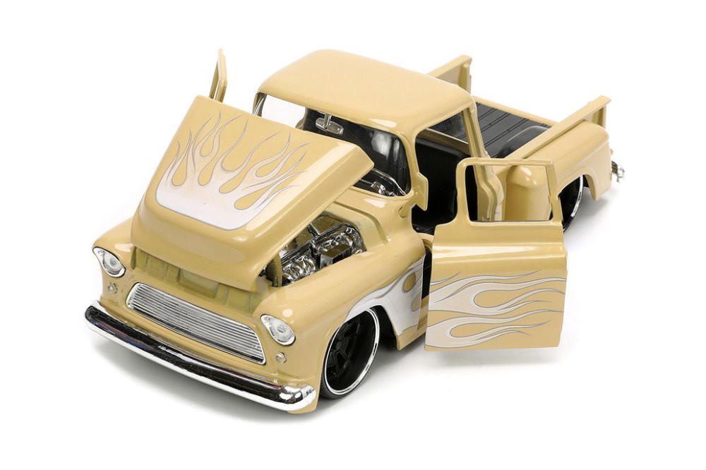 1955 Chevy Pickup and Extra Wheels, Beige/Tan - Jada Toys 34024