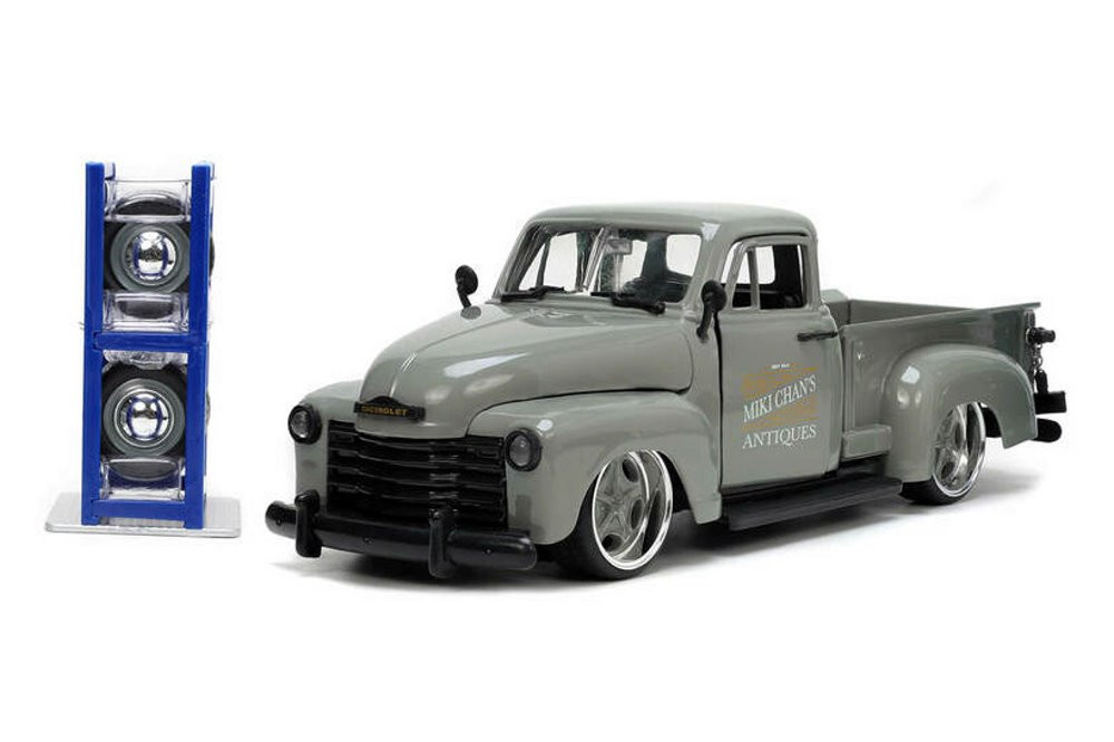 1953 Chevy Pickup and Extra Wheels, Gray - Jada Toys 34023 - 1/24 scale Diecast Model Toy Car