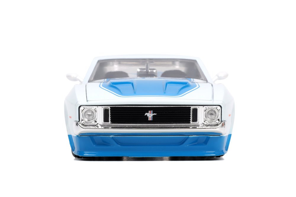 1973 Ford Mustang Mach 1 "MSP, White /Blue - Jada Toys 33858 - 1/24 scale Diecast Model Toy Car