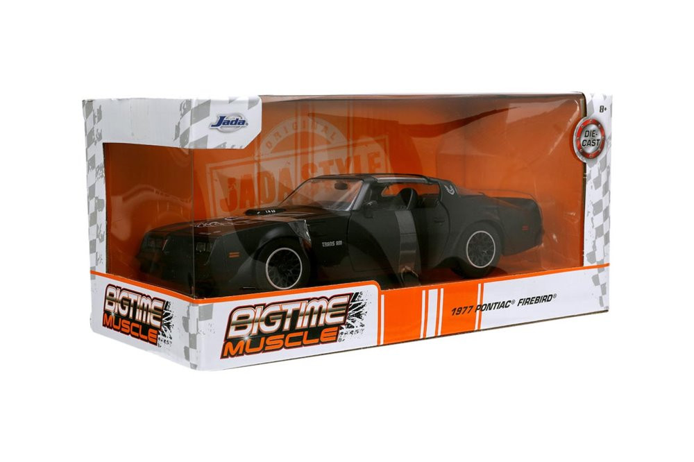 1977 Pontiac Firebird T/A Trans am T-top, Matte Black - Jada Toys 34038 - 1/24 scale Diecast Car