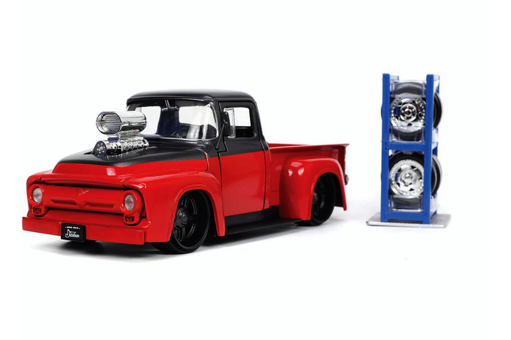 1956 Ford F-100 with Spare Tires, Red - Jada Toys 33019 - 1/24