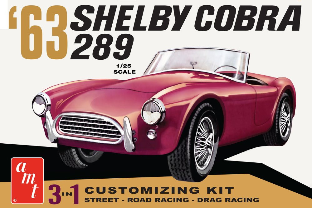 1963 Shelby Cobra 289 3-In-1, White - AMT AMT1319/12 - 1/25 scale Plastic Model Kit