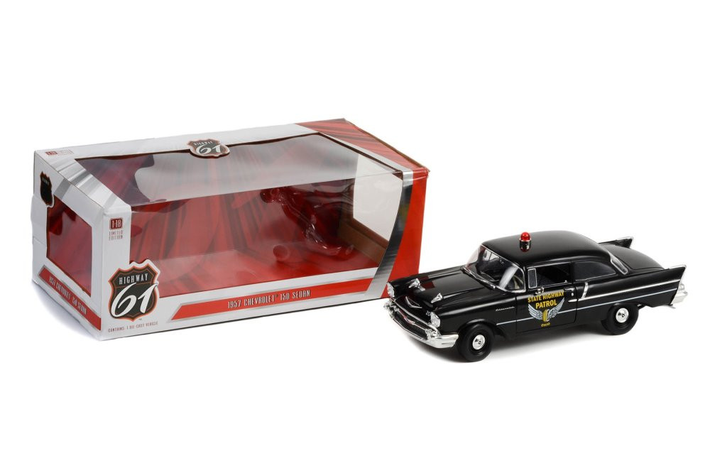 1957 Chevy 150 Sedan - Ohio Highway Patrol, Black - Greenlight HWY18028 -  1/18 scale Diecast Car