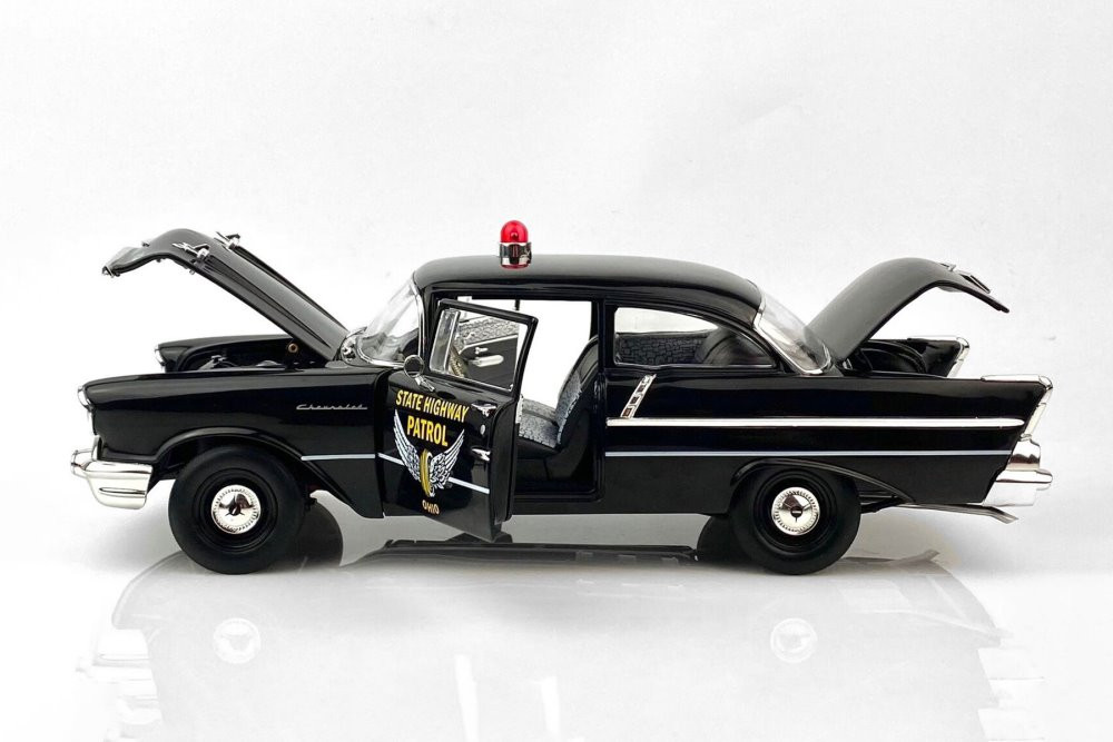 1957 Chevy 150 Sedan - Ohio Highway Patrol, Black - Greenlight HWY18028 - 1/18 scale Diecast Car