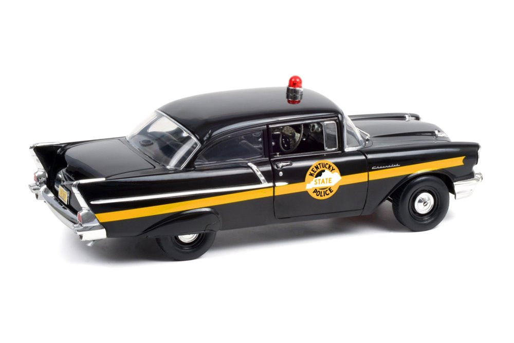 1957 Chevy 150 Sedan - Kentucky State Police, Black - Greenlight HWY18027 - 1/18 scale Diecast Car