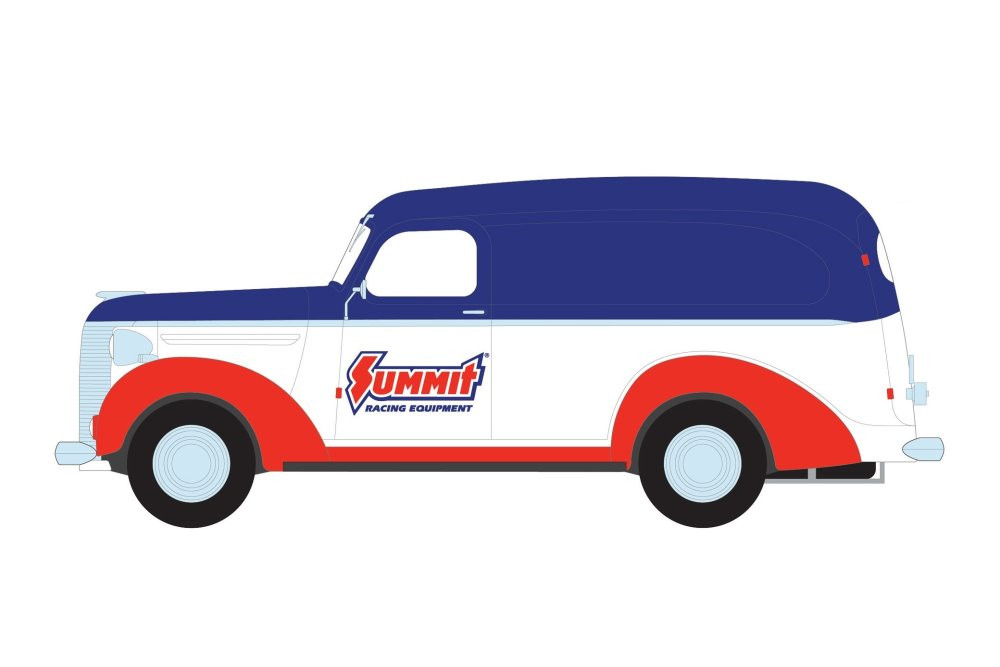 1939 Chevy Panel Truck - Summit Racing Equipment, Red - Greenlight 85061 - 1/24 scale Diecast Car