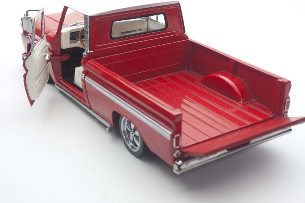 1965 Chevy C-10 Styleside Pickup Lowrider, Red - Sun Star 1365 - 1/18 scale  Diecast Model Toy Car