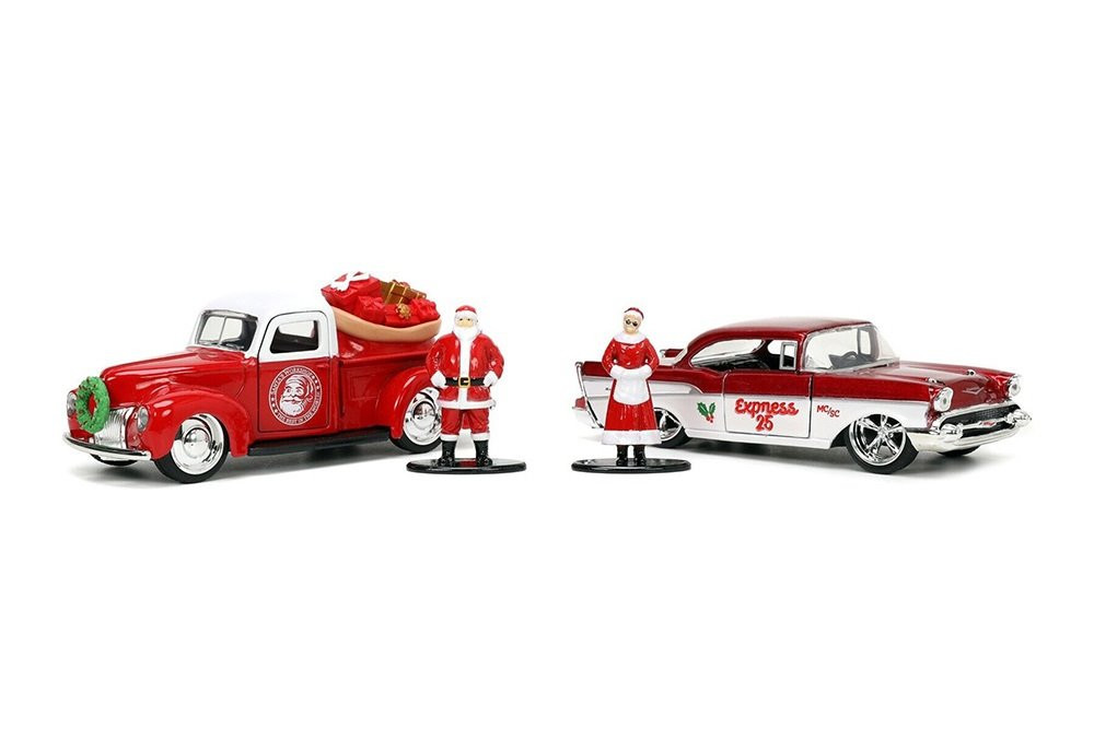 https://cdn11.bigcommerce.com/s-rejby4tfjq/images/stencil/1000x667/products/11043/44245/34441-JADA-Holiday-Rides-Mr&Mrs-Santa-Claus-1941-Ford-PU-and-1957-Chevy-Bel-Air-132-1__05010.1664895817.jpg?c=1