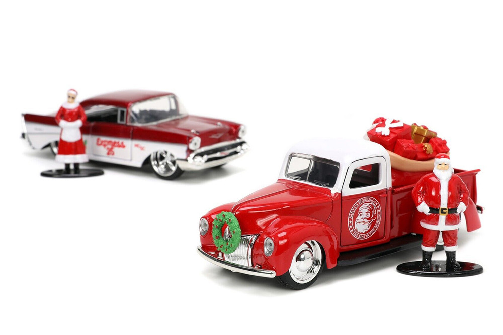 Mr. & Mrs. Santa Claus Twin Pack, Red/White - Jada Toys 34441 - Diecast Model Toy Car