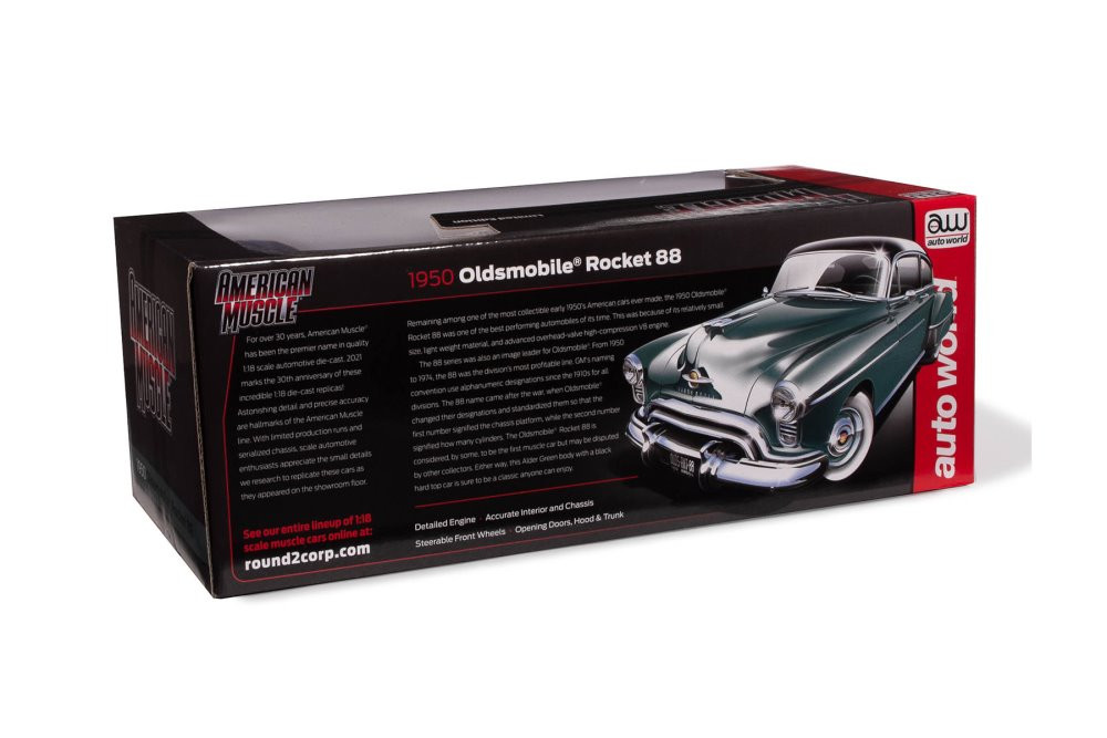 1950 Oldsmobile Rocket 88, Green - Auto World AMM1280 - 1/18 scale Diecast Model Toy Car