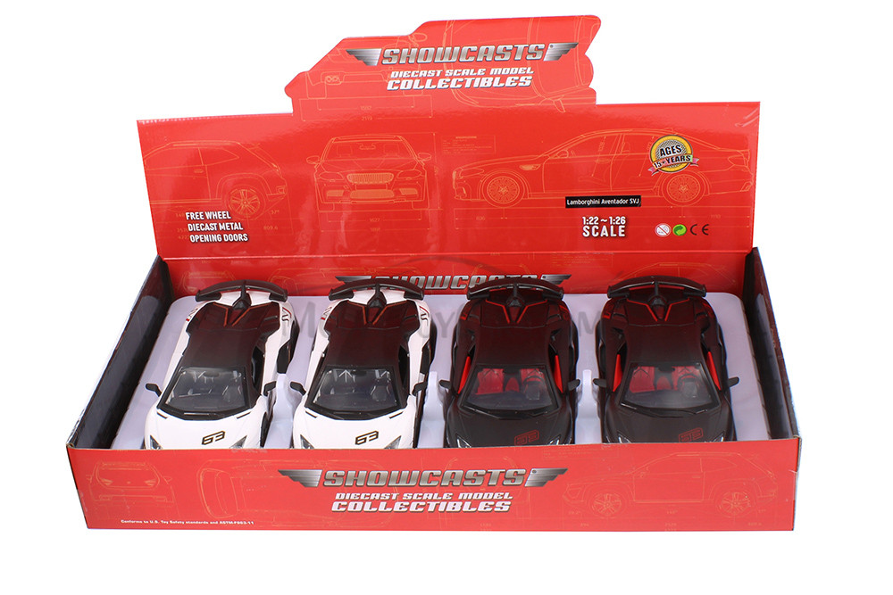  Lamborghini Aventador SVJ Diecast Car Set - Box of 4 1/24 scale Diecast Model Cars, Assd Colors