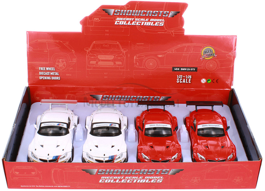 Box of 4 BMW Z4 GT3 Hardtop Assortment - 1/24 scale Diecast Model