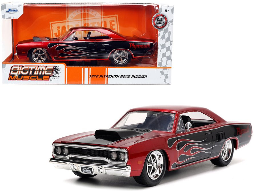 1970 Plymouth RoadRunner, Candy Red w/Flames - Jada Toys 33866 - 1