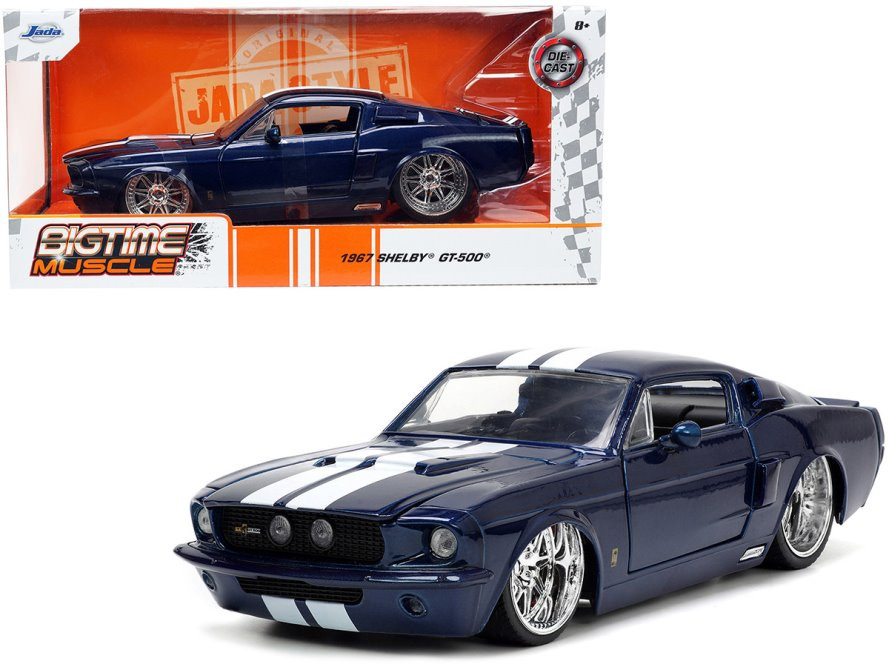 1967 Ford Mustang Shelby GT500, Dark Blue - Jada Toys 33865 - 1/24 scale Diecast Model Toy Car