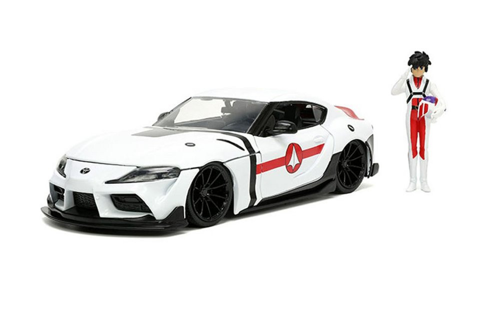 2020 Toyota Supra w/ Rick Hunter Figurine, White - Jada Toys 33685 - 1/24 scale Diecast Car