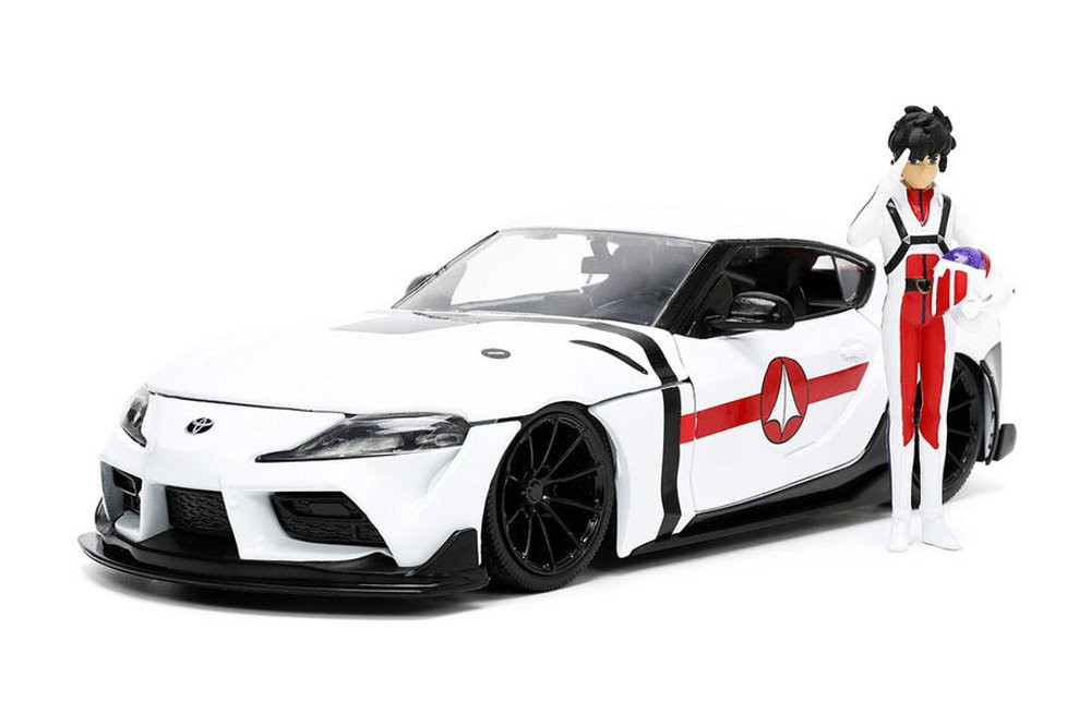 2020 Toyota Supra w/ Rick Hunter Figurine, White - Jada Toys 33685 - 1/24 scale Diecast Car