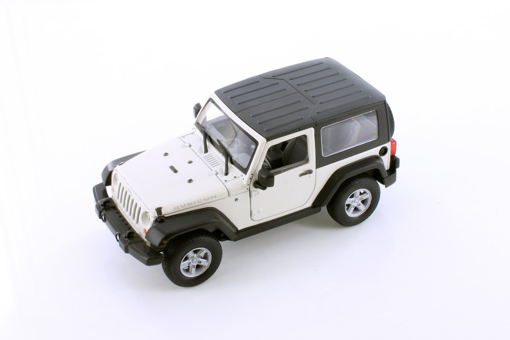 2007 Jeep Wrangler Rubicon Hardtop, White - Welly 22489H/4D - 1/24 scale Diecast Model Toy Car